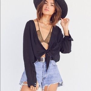 BDG Courtney Tie Front Blouse Urban Outfitters